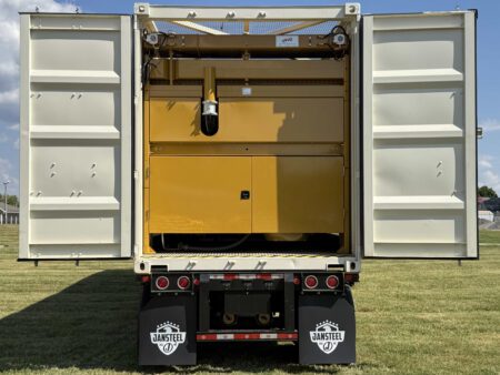 Right-side view of generator container with doors open.