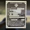Manufacturer’s data plate for generator trailer chassis.