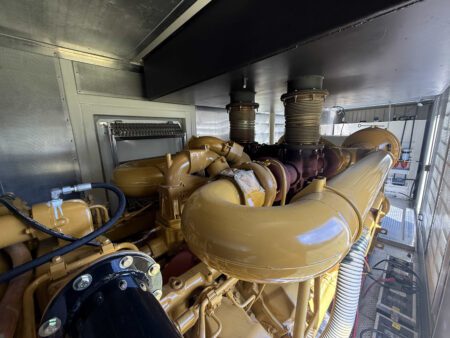 Turbocharger and exhaust outlet on Caterpillar 3516.