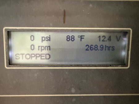 Generator control panel display showing 268.9 hours.