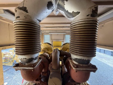 Caterpillar 3508B exhaust bellows and manifolds.
