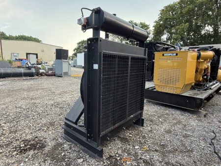 Remote radiator – side angle showing frame, core, and top tank.