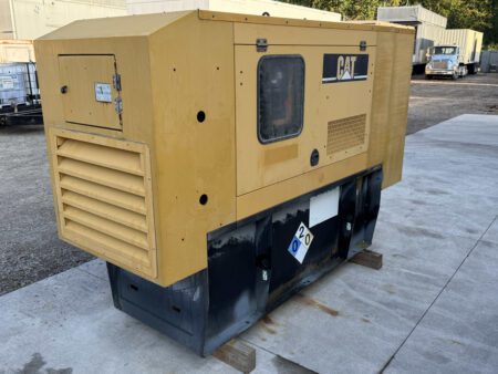 Front-left angle of Caterpillar C4.4 generator enclosure.