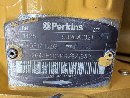 Perkins engine data plate showing serial number 05171BZG.