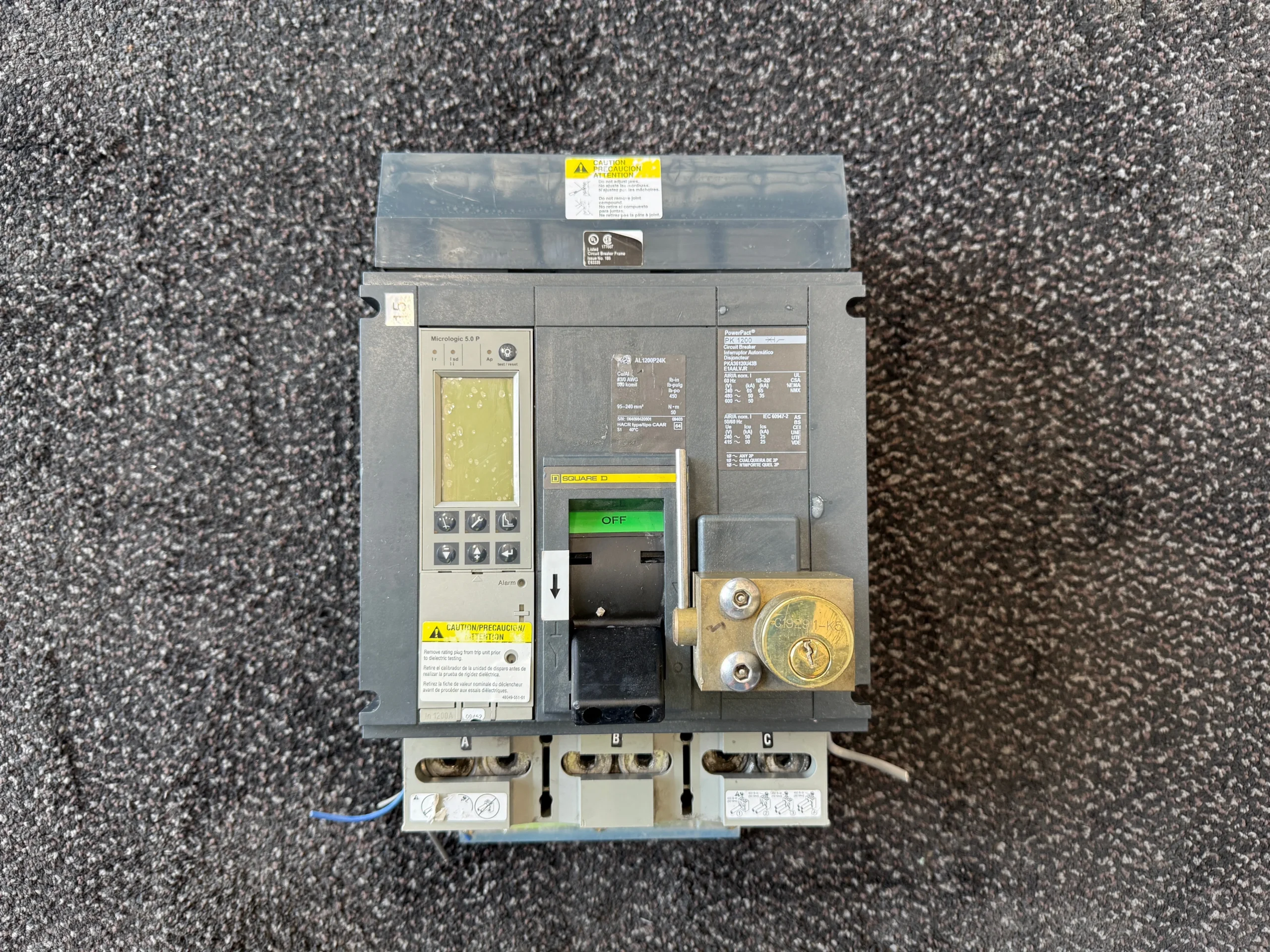 square-d-powerpact-pk1200-1200a-breaker-front-view Square D PowerPact PK1200 1200A 3-Pole 600V I-Line Circuit Breaker S# 064098420501 - Image 1